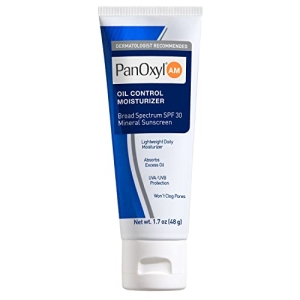 PanOxyl AM Oil Control Moisturizer, NEW Sheer Formula, Absorbs Excess Oil and Reduces Shine, with Mineral Sunscreen for Acne Prone and Oily Skin, Sheer for All Skin Tones - 1.7 oz