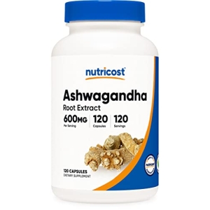 Nutricost Ashwagandha Herbal Supplement 600mg, 120 Capsules - Vegetarian, Non-GMO, Gluten Free, Ashwagandha Root